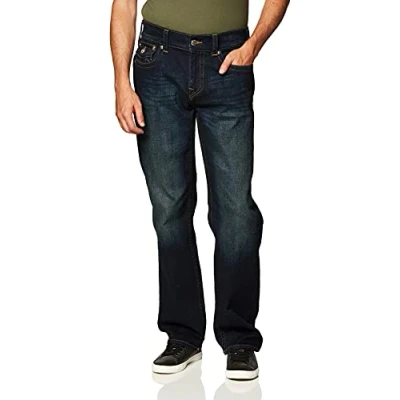 Image of True Religion Men&#039;s Ricky Straight Leg Jean with Back Flap Pockets, Ggjd Last Call, 36W x 32L
