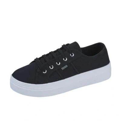 Image of Ladies Platform Canvas Trainers Womens LACE UP Pumps Chunky Flatform Sneakers Shoes Navy Blue UK 8