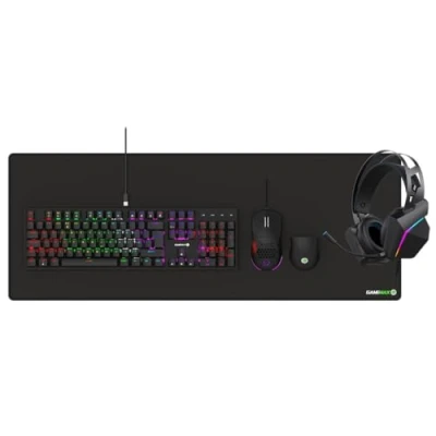 Image of GameMax Pulse Mechanical 4 in 1 Gaming Kit, Red Outemu Switch Keyboard &amp; Mouse With Headset and Pad, RGB, 12,800 DPI, 5.1 Stereo 50mm Drivers Bundle For Windows