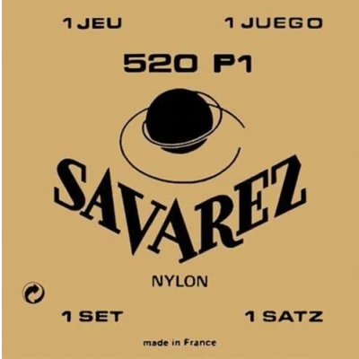 Image of Savarez 655847 Classical Guitars Strings Set Traditional Concert 520P1 Standard Tension Nylon Red Bass Silver Plated