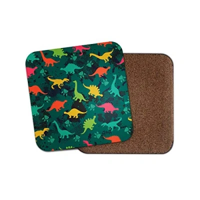 Image of 1 x Dinosaurs Coaster Dinosaur Jurassic Camo Green Kids #13184