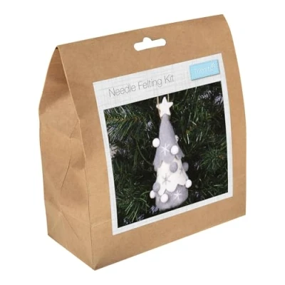 Image of Trimits Needle Felting Craft Kit, Christmas, Includes Roving Wool Stuffing Instructions, Nordic Tree