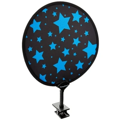 Image of My Buggy Buddy Sunshade for Pram/ Car Seat, Universal Fit Parasol, UPF 50+ Protection, Easy Fold Away/ Pop Open, 34 cm Diameter, Blue Stars