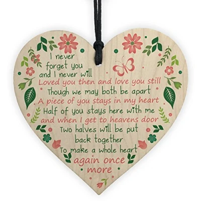 Image of RED OCEAN Mum Dad Nan Graveside Memorial Remembrance Wooden Heart Grave Plaque Cemetery Garden Sign