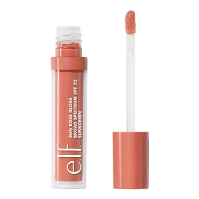 Image of e.l.f. Sun Boss Gloss SPF 25, Pigmented Lip For A High Shine Finish, Moisturising and Conditioning Formula, Vegan Cruelty Free, Peachy Kween