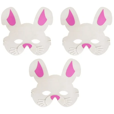 Image of Henbrandt 3 x Easter Bunny Foam Masks for Kids Animals EVA Face Egg Hunt Fancy Dress Costume Party Favour Loot Bag Filler Boys and Girls