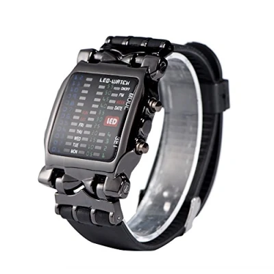 Image of VGEBY LED Binary Display Wrist Watch, Electronic Square Calendar Waterproof, Unique Unisex Design, Birthday Gift