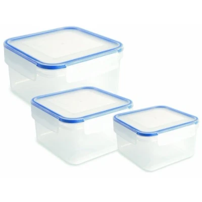 Image of Addis 507914 Clip &amp; Close Square Food Storage Set, 3 Piece, Clear, 1