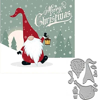 Image of Christmas Santa Claus Metal Die Cuts,Merry Snata Light Hat Card Cutting Dies Cut Stencils DIY Scrapbooking Album Decorative Embossing Paper Festival Making