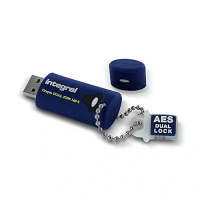 Image of Integral 8GB Crypto 140 2 Dual Password 256 Bit Hardware Encrypted 3.0 USB Secure Flash Memory Drive Certified to FIPS 197, Brute Force Protection &amp; Rugged Triple layer Waterproof Design