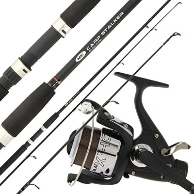 Image of NGT 8ft 2pc Black Carp Stalker Fishing Rod + Max 40 2BB Runner Reel &amp; Line