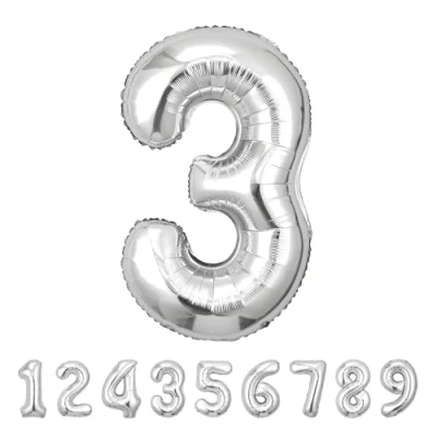Image of Number Balloons 3,Sliver 3 Balloon 40 Inch Giant Helium Foil for Boys Girls Party Decor Birthday Anniversary Graduation Decorations Supplies