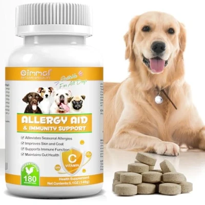 Image of JSBNQRMZ Allergy Aid for Dogs,180 Pcs Tablets Dogs,Improves Skin and Coat Alleviates Seasonal Allergies Supports Immune Function Maintains Gut Health