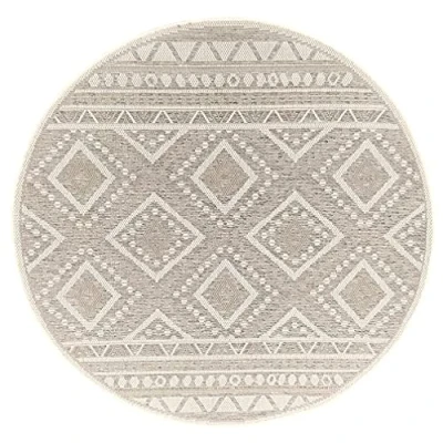 Image of the carpet Calgary Heavy Duty Flat Weave Modern Design Kitchen Dining Room Rugs Vintage Bohemian Style Ultra Outdoor Rug Grey Plain 160cm Round