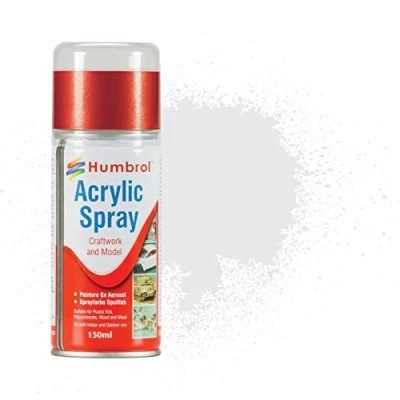 Image of Humbrol Matt Spray Paint AD6034 No 34 White 150ml Model Paints for Plastic Kits, Fast Drying Modelling Crafting Surfaces Including Plastic, Fabric, Glass, Wood &amp; Metal Models