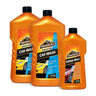 Image of Armor All, Wash and Wax 2x1 Litre, Car Shampoo Polish, Quick Drying Technology, Dual Action Formula for a Clean Shiny Car, Water Beading Ideal Detailing, Made in the UK
