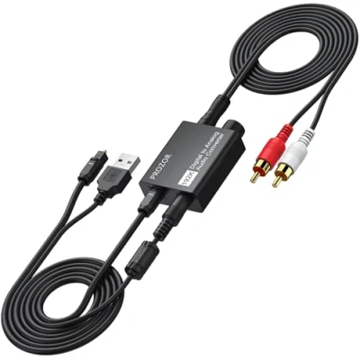 Image of PROZOR Optical to 3.5mm RCA Converter 192kHz DAC with Volume Control Knob Digital Analog Audio a 1m/3.2ft Cable for Game Console TV Blu Ray Player Headphones
