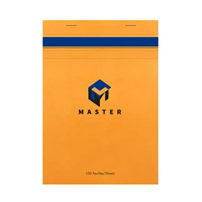 Image of Clairefontaine Ref 10705C Calligraphe Master Head Stapled Desk Pad Notepad (100 Sheets) A5 Sized, 5/5 Squared Rulings, 70gsm Superfine Vellum Paper