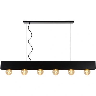 Image of Surtus Industrial Bar Pendant Light 6xE27 Black