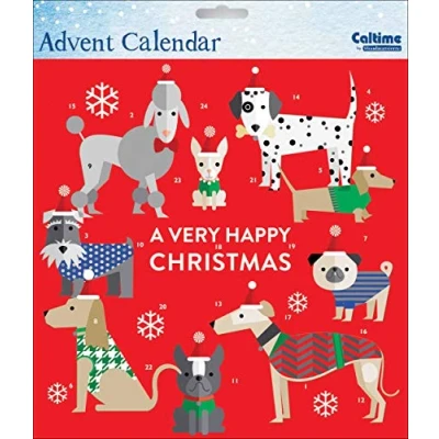 Image of Caltime Traditional Santa Paws Dogs Advent Calendar 23 cm x with white envelope