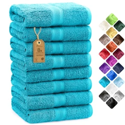Image of NatureMark 8 Hand Towels, Turquoise, Pack of 50 x 100 cm