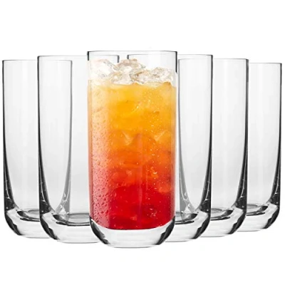 Image of Krosno Long Tall Water Juice Mojito Drinking Glasses Set of 6 Highball 360 ML Glamour Collection Half Pint Cocktail Tumblers Home &amp; Parties Dishwasher Safe Tumbler