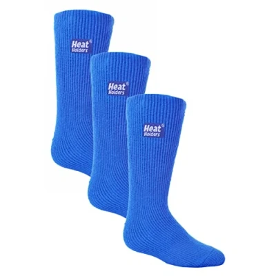 Image of HEAT HOLDERS Kids Thermal Socks for Winter 3 Pair Mutlipack Boys &amp; Girls Warm with Fluffy Fleece Inner (2 5, Royal Blue)