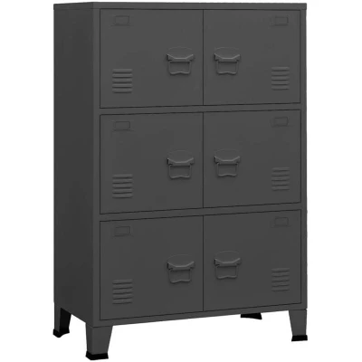 Image of vidaXL Industrial Filing Cabinet Anthracite 29.5&quot;x15.7&quot;x45.3&quot; Metal