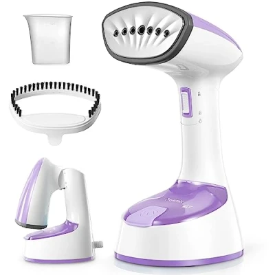 Image of Reemix Steamer for Clothes, Folding Handheld Design Garment Wrinkles Remover, 20g/min Strong Penetrating Steam, 25 Sec Fast Heat up, Home, Office and Travel (Pink)