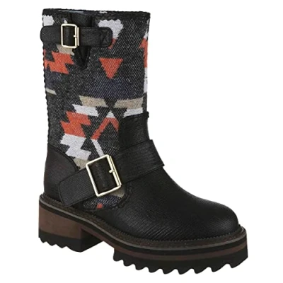 Image of Irregular Choice Autumn Leaves Fashion Calf Boots, Q322, Black E, Eur 38 (UK 5)