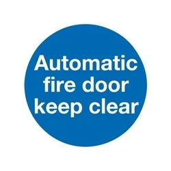 Image of Safety Sign Automatic Fire Door 100x100mm Self Adhesive (5 KM73A/S
