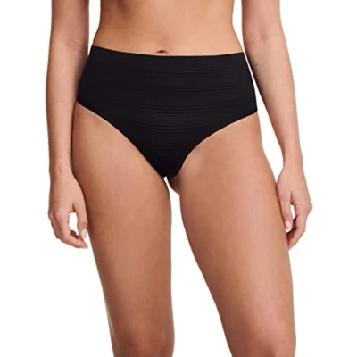 Image of SoftStretch Stripes High Waist Thong Black One Size