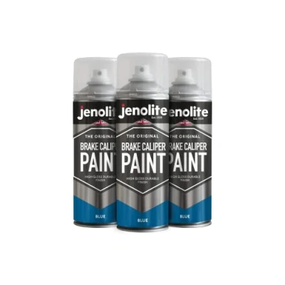 Image of JENOLITE Brake Caliper Spray Paint BLUE GLOSS and Restoration Durable Finish, Heat Petrol Resistant 3 x 400ml RAL 5017