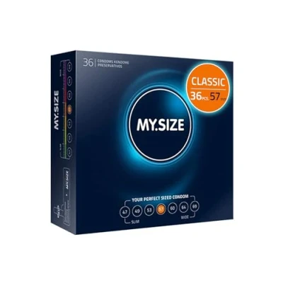 Image of MY.SIZE Classic Condoms Size 4 I 57 mm Width 36 Pieces Bulk Pack Premium Extra Thin True to Touch Gossamer 0.07 Wall Thickness Vegan for Men