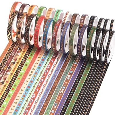 Image of YUBX 26 Rolls Washi Tape Set,Foil Gold Skinny Decorative Masking Tape,3MM/5MM Wide Scrapbook for DIY Craft Art Projects Bullet Journal Gift Wrapping (Skinny 26)