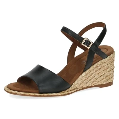 Image of CAPRICE Women&#039; 9 28307 42 Wedge Sandal, Black (Black Nappa), 4.5 UK