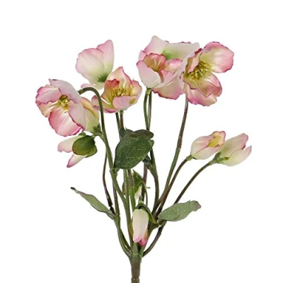 Image of artplants.de Artificial Christmas rose/Hellebore HALLA, 6 flowers, pink, 12&quot;/30cm flowers/Fake hellebore