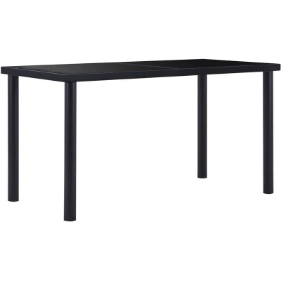 Image of vidaXL Dining Table Black 140x70x75 cm Tempered Glass