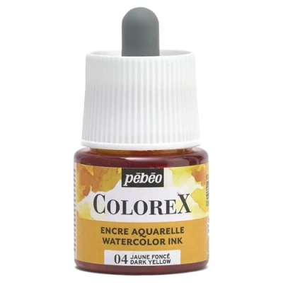 Image of Pébéo Colorex Ink 45 ml Dark Yellow Watercolour Velvety Multi Tool Drawing for All Media