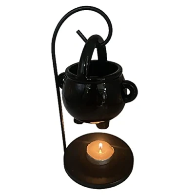 Image of Virtcooy Oil Burner, Hanging Cauldron Ceramic Wax Burner Essential Melt Tea Light Holder, Fragrance Ornament for Home Decor