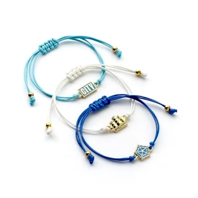 Image of The Carat Shop Manchester City Football Club Friendship Bracelet Set of 3