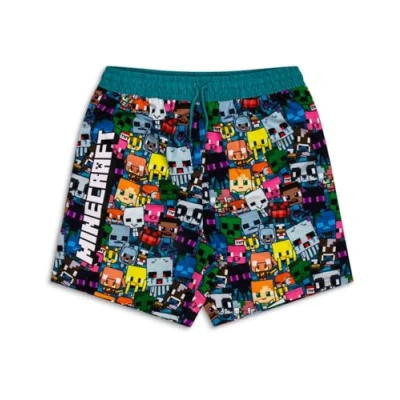 Image of Minecraft Boys Swimming Trunks Gaming Swim Shorts Ages 5 to 12 Years Old (UK, Age, 11 Years, Regular, Multicoloured)