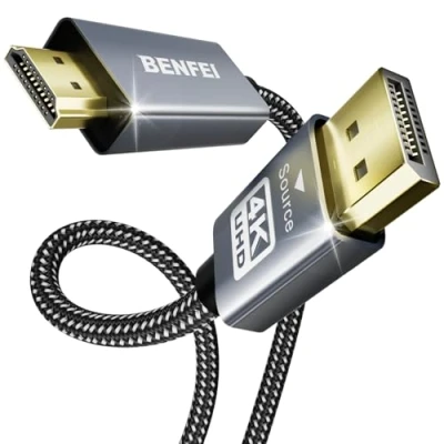 Image of BENFEI DisplayPort to HDMI, DP HDMI 0.9 Meter Cable Compatible with HP, ThinkPad, AMD, NVIDIA, Desktop and More [Aluminum Alloy Shell&amp;Nylon Cable]