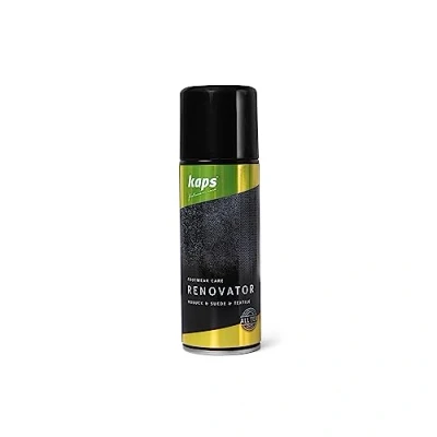 Image of Kaps Renovator, Shoe Spray for Nubuck and Suede, Care Product Reviving Redyeing Nubuck, Suede Fabric Shoes, 200 ml (118 Black)