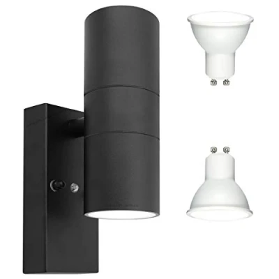 Image of Long Life Lamp Company LED 5w Outdoor Up Down Wall Light Dusk Till Dawn Sensor Black Finish Cool White ZLC090BCW