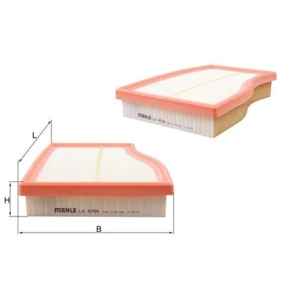 Image of 2820940004, A2820940004 Air Filter MAHLE ORIGINAL LX 4784 46,5mm 186mm 256,7mm Insert MERCEDES BENZ: A Class, CLA Coupe, GLB