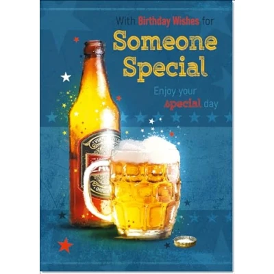 Image of doodlecards Someone Special Male Birthday Card Beer Bottle Medium Size with Plain Envelope