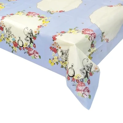 Image of Talking Tables Alice in Wonderland Paper Table Cover Disposable Tablecloth, Home Recyclable Supplies for Mad Hatter Tea Party, Birthday, Mother&#039;s Day, Baby Shower, 180 x 120 cm