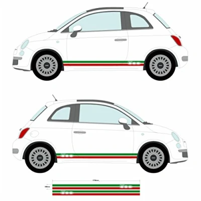 Image of Fiat 500 Italian Flag Side Skirt Stripes Car decal graphic stickers (SS20003)