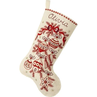 Image of Bucilla, Classic Christmas 18&quot; Felt Applique Stocking Making Kit, Perfect for DIY Needlepoint Arts and Crafts, 89532E
